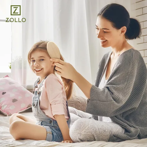 Miniatura 7 de Cepillo de cerdas de jabalí natural para mujeres, hombres y niños; cepillo desenredante seco y húmedo mejora suavemente el brillo, suaviza