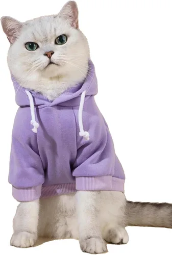 Miniatura 22 de QWINEE Sudadera Básica con Capucha para Perro Suéter para Cachorro Disfraces Cálidos para Gato Ropa para Mascotas para Chihuahua Cachorro Gatito