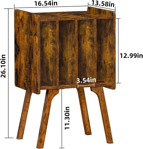 Miniatura 3 de LELELINKY Soporte para tocadiscos, mesa de almacenamiento de discos de vinilo con 4 gabinetes de hasta 100 álbumes, soporte para tocadiscos