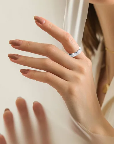 Miniatura 3 de Jstyle Juego de 4 anillos de acero inoxidable para mujeres y hombres, anillos giratorios de flores, luna, estrella, anillos frescos para aliviar