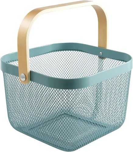 Miniatura 14 de AJIODA Cesta de acero de malla metálica, cesta organizadora de almacenamiento, cesta de cocina colgante multifuncional, cesta de frutas con mango