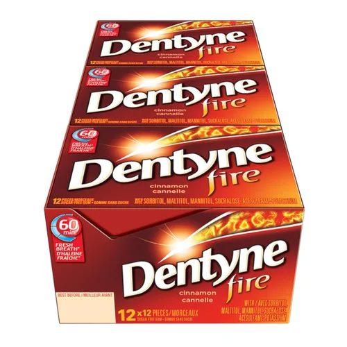 Dentyne Goma de Mascar sin azúcar Hielo y Fuego Multi Paquete, 12 paquetes de 16 unidades.