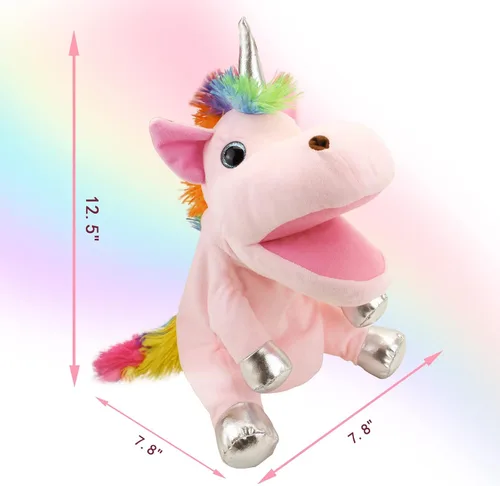 Miniatura 2 de Unicorn Toys Marioneta de Mano de Unicornio, Animales de Peluche de Unicornio Marionetas de Mano Juguetes de Unicornio para Niñas, Marionetas