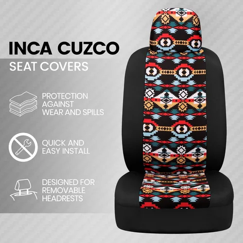 Miniatura 2 de BDK - Fundas para asientos de automóvil con patrón azteca, juego de 2 fundas para asientos delanteros con estampado geométrico que incluye