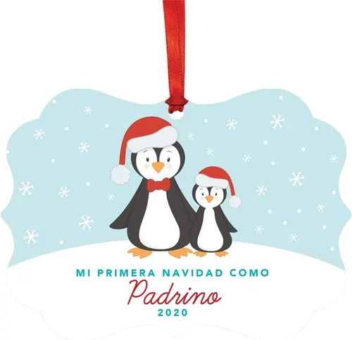 Miniatura 7 de Andaz Press Adorno de recuerdo de Navidad con marco de fantasía de familia española, Nuestra Primera Navidad Como UNA Familia De Tres 2024, Familia