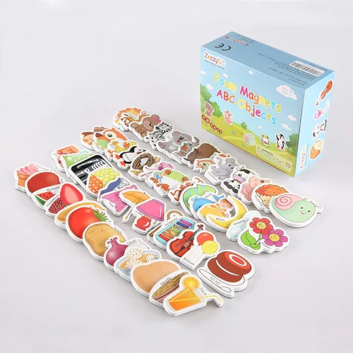 Miniatura 3 de ZazzyKid Objetos de espuma magnética para niños: 52 juguetes del alfabeto ABC para bebés de educación temprana imanes de nevera