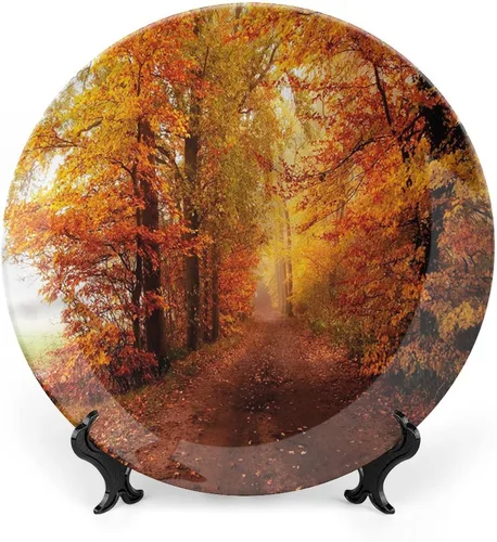 Miniatura 18 de XISUNYA Plato decorativo de 8 pulgadas, plato de vajilla de otoño, coloridas hojas de arce otoñales de noviembre, placa de exhibición de cerámica