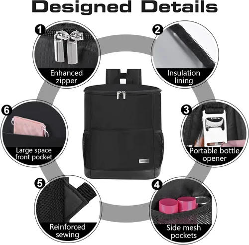 Miniatura 2 de Mochila Nevera Aislada para Exteriores - Mochila Nevera a Prueba de Fugas 30 Latas, Bolsa Nevera Impermeable Ligera para Retención de Calor/Frío