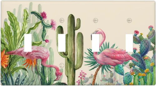 Miniatura 386 de Cubiertas de placa de pared de 3 gang con interruptor de luz de triple palanca, en negro y dorado con esplendor de oro rosa, estampado floral