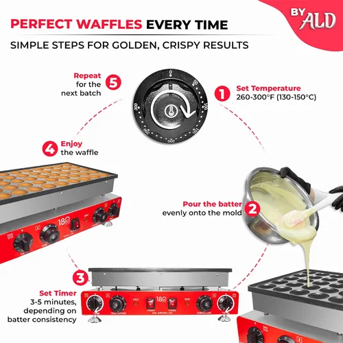 Miniatura 9 de ALDKitchen Mini fabricante holandés para panqueques, antiadherente, 110 V (25 panqueques)