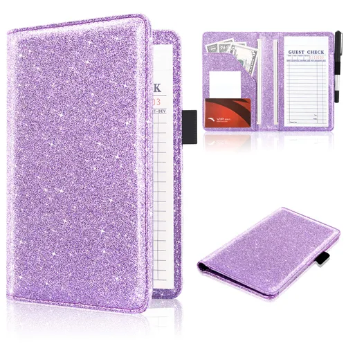 Miniatura 15 de ACdream - Libretas de servicio para camarera, libreta de anotación de comensales, lindo organizador de piel y cartera para dinero, para presentar AB