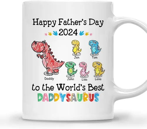 Miniatura 20 de GOSSBY Taza personalizada (1 dinosaurio bebé) ... Like a normal dad but more awesome - Taza personalizada para padres, dinosaurio para papá y bebé