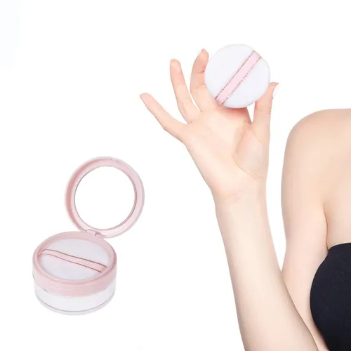 Miniatura 6 de SOLUSTRE Estuche de polvo con espejo con soplo, contenedor de polvo suelto vacío portátil, caja de maquillaje compacta, diseño resistente a