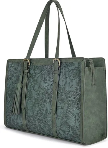 Miniatura 10 de ECOSUSI Bolsa para Laptop para Mujeres 15.6 Pulgadas Bolsas de Trabajo Tipo Tote Cuero PU Bolso de Computadora para Oficina de Negocios con 3