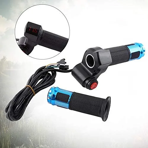 Miniatura 7 de Juego de empuñaduras de acelerador, manubrio eléctrico de motocicleta con pantalla LED, 12-84V, 3 velocidades, izquierda y derecha, rojo