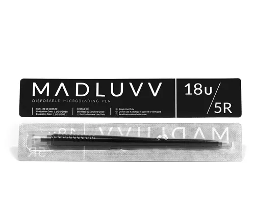 Miniatura 4 de MADLUVV V - Bolígrafo estéril Microblading 2 en 1 para arte profesional de cejas, trazos y sombreado de alta calidad, bolígrafos desechables