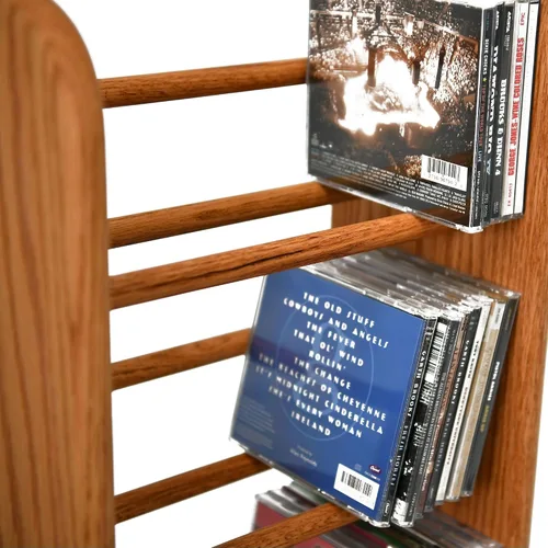 Miniatura 4 de Wood Shed Hill 04 Series - Estante de almacenamiento de CD estilo clavija, estante de almacenamiento de madera de roble real y estantes de Miel