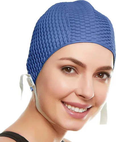 Miniatura 21 de BeeMo Gorro de Natación de Látex para Mujeres - Gorro de Natación de Goma - Suave Cómodo Elástico Elegante Diseño de Corte Bajo Protege el Cabello