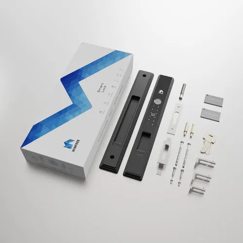 Miniatura 8 de WINFREE Cerradura inteligente para puertas correderas y ventanas Entrada 5 en 1: huella digital, contraseña, tarjeta, llave, aplicación Batería