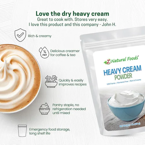 Miniatura 4 de Z Natural Foods Nata en polvo – Densa en nutrientes y deliciosa crema en polvo con 1 año de vida útil – Fácil de usar y perfecta para café, hornear