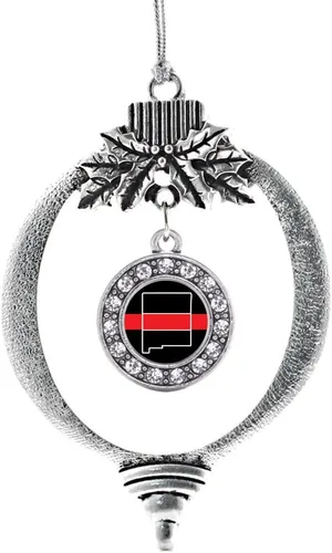 Miniatura 181 de Inspired Silver - Bonita bandera estadounidense - Adorno de Navidad plateado - Adorno de árbol de Navidad con dije circular con circonita cúbica