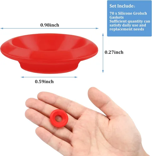Miniatura 2 de 70 juntas de goma de silicona para botellas abatibles, arandelas superiores oscilantes, sellos a prueba de fugas, compatibles con botellas Grolsch