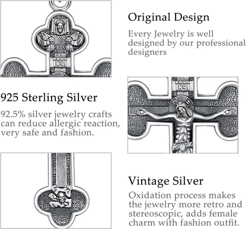 Miniatura 167 de Vito Collar de plata de ley 925 para mujeres y hombres, San Benito, crucifijo, Caravaca, San Cristóbal, San Judas, medalla patronal, amuleto