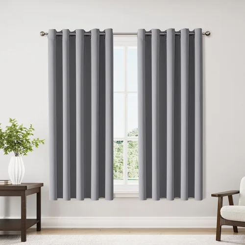 Miniatura 119 de ChrisDowa - Cortinas de cenefa pequeñas para cocina, cortinas cortas con ojales y aislamiento térmico para oscurecer la sala y habitación