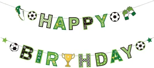 Werich Cartel de Feliz Cumpleaños de Fútbol de Fútbol | Banderines colgantes para decoración de fiestas de fanáticos del fútbol | Suministros para