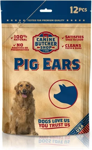 Miniatura 10 de Orejas de cerdo en tiras de Canine Butcher Shop para perros, fabricadas en EE. UU., orejas de cerdo en láminas de cerdo, naturales, golosinas