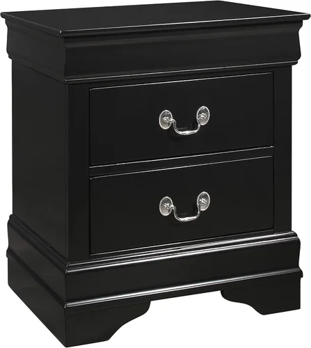 Coaster Furniture Louis Philippe - Mesita de noche negra con 2 cajones, 21.5 pulgadas de profundidad x 15.75 pulgadas de ancho x 23.75 pulgadas de
