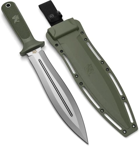 ODENWOLF W-SowCatcher Cuchillo de hoja fija con funda – Cuchillo de caza grande hecho de acero D2 – Cuchillo de doble filo de hoja fija grande con