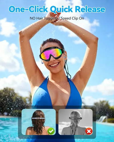 Miniatura 6 de Aegend - Nuevas gafas de natación de visión amplia para adultos, con protección antiniebla/UV, sin fugas, con tapones para los oídos para hombres