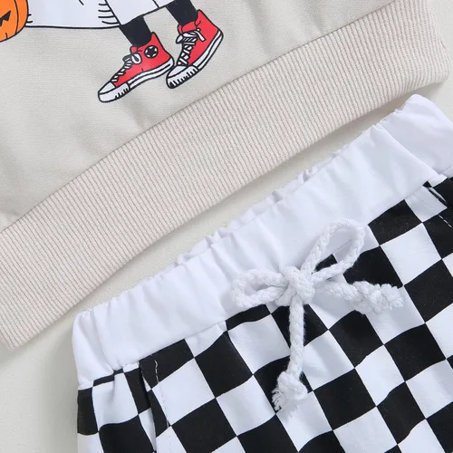 Miniatura 108 de Adobabirl Conjunto de sudadera y pantalones de Halloween para bebé, sudadera y pantalones con parche de calabaza para Halloween, otoño, ropa de bebé