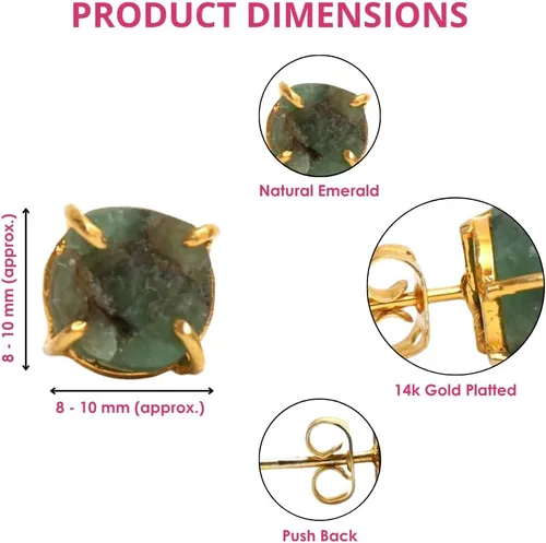 Miniatura 126 de Gempires Natural Raw Prong Setting Stud Earrings, 8-10 mm Crystals Earring, Handmade Jewelry, Gift for Her