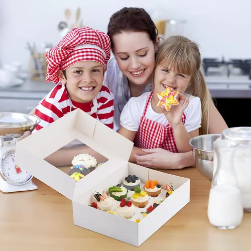 Miniatura 4 de Svalor Cajas para Cupcakes, Paquete de 2 Contenedores Desechables para Cupcakes, Portador de Cupcakes Grado Alimentario 12 Unidades con Ventana e