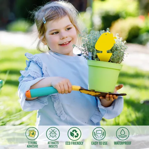 Miniatura 3 de Trampa para moscas de frutas y mosquitos de hongos, paquete de 40 trampas adhesivas amarillas para mosquitos para plantas de casa