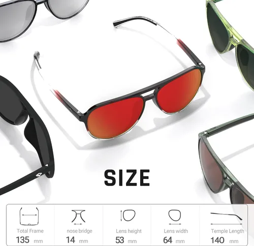 Miniatura 6 de Anteojos de sol estilo aviador polarizados para hombre y mujer, lentes deportivos para pesca, navegación, playa, golf, conducción TR75