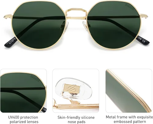 Miniatura 29 de SOJOS Gafas de sol polarizadas redondas de polígono para mujeres y hombres, retro, clásicas, vintage, Panto octogonales, SJ1157