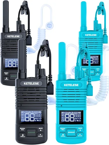 Miniatura 12 de KETELESE T1 FRS Walkie Talkie Set para adultos, radio bidireccional de largo alcance, con auricular de radio familiar Walkie-Talkie, NOAA, VOX