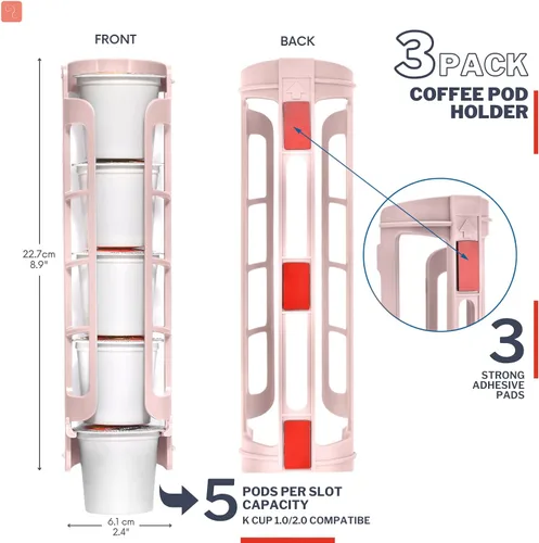 Miniatura 2 de STORAGENIE Soporte para cápsulas de café Keurig K-Cup, almacenamiento lateral para tazas K, perfecto para mostradores pequeños (rosa)