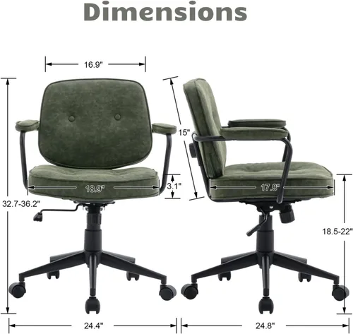 Miniatura 2 de HEAH-YO Juego de 1 sillas de escritorio modernas sin brazos, silla giratoria para computadora con ruedas y reposabrazos, silla de oficina ajustable