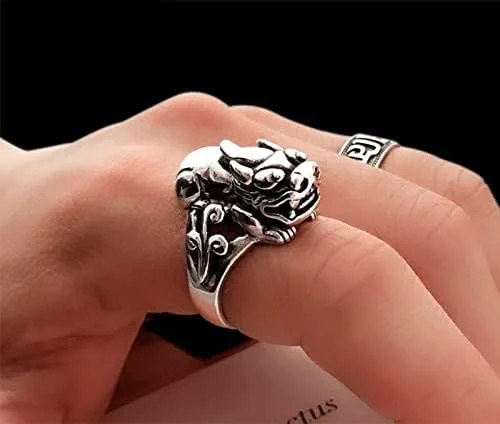 Miniatura 4 de Anillo de plata de ley 925 con símbolo de la suerte, dragón chino Pixiu