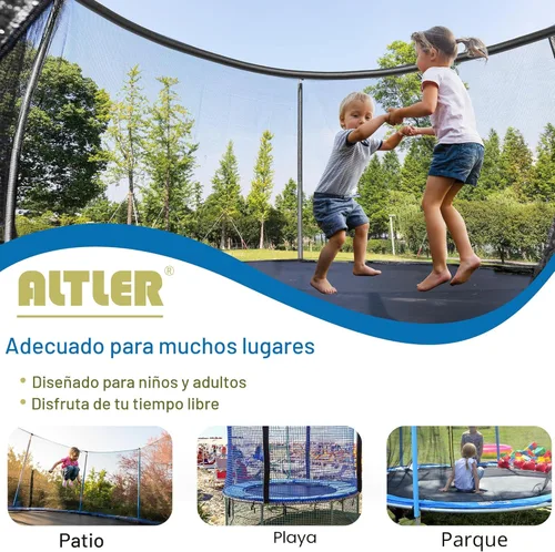 Miniatura 6 de ALTLER Trampolín de 12 pies y 14 pies con red de recinto para salto al aire libre, redondo, aprobado por ASTM, resistente, con alfombrilla de rebote