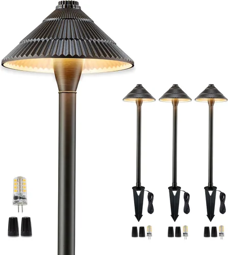 Miniatura 21 de Gardenreet Luces de camino de bajo voltaje de latón, luces LED de camino de paisaje, luces de patio al aire libre impermeables IP65, 12 V con cable