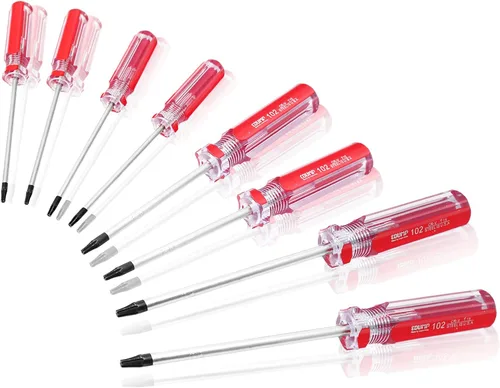 Miniatura 9 de Bonsicoky Juego de 5 piezas de destornilladores de seguridad Torx con punta magnética y empuñadura de plástico, destornillador Torx para reparación