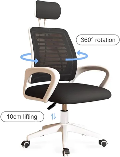 Miniatura 4 de Ergonomic Office Computer Chair with Extended Armrest, Adjustable Desk Chair with Swivel Headrest, Thickened Latex Sponge Cushion, Enlarged Nylon