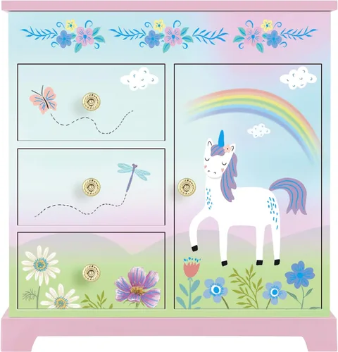 Miniatura 8 de RR ROUND RICH DESIGN - Joyero musical para niñas con cajón y juego de joyas con tema de bailarina, melodía de “El lago de los cisnes”, color rosado