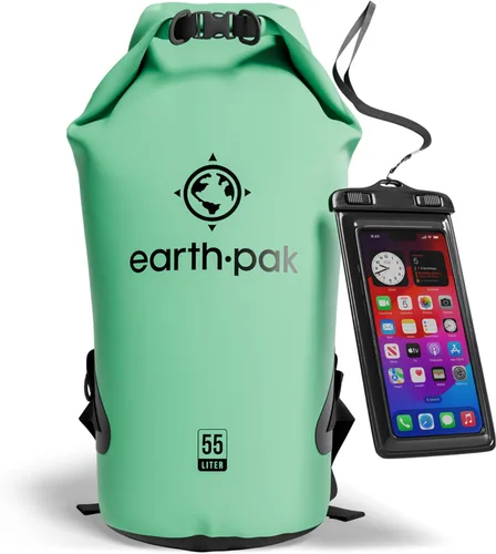 Earth Pak Bolsa Seca Impermeable - Mochila Impermeable de Cierre Enrollable Superior Mantiene el Equipo Seco para Kayak con Funda Impermeable para