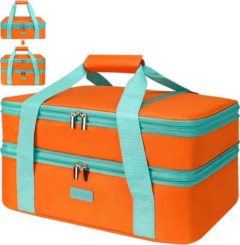Miniatura 8 de Bolsa de transporte de cazuela expandible Vuudh - Bolsa de comida de doble cubierta, soporte de cazuela aislada para alimentos calientes o fríos